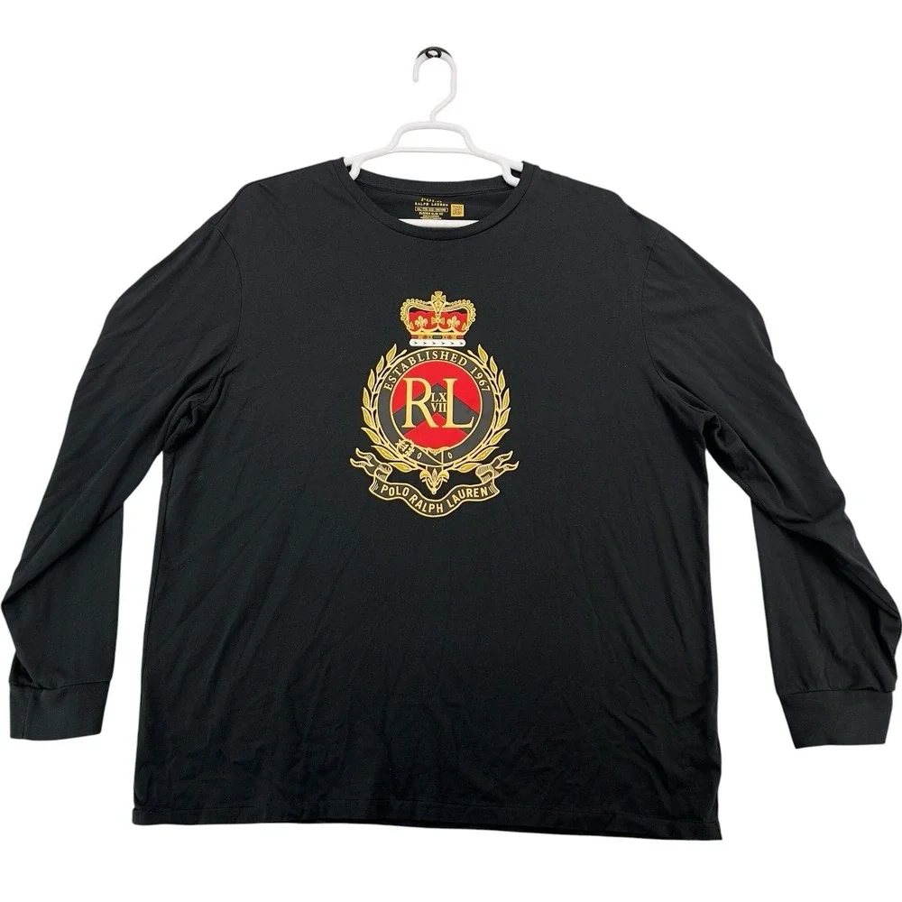 Polo Ralph Lauren Custom Slim Fit Crest Long Sleeve T-Shirt Black Men's XXL